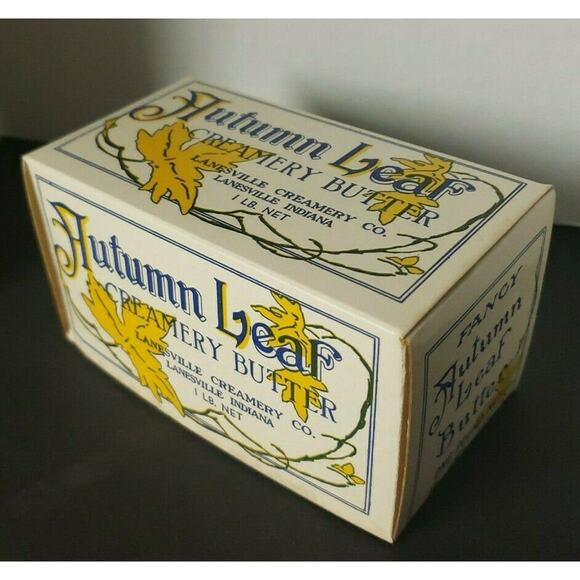 Vintage 1940's Autumn Leaf Waxed Creamery Butter Box New Old Stock - Picture 2 of 5